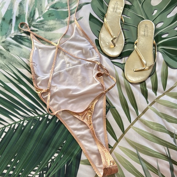 👙 Metallic Gold Swimsuit and Sandals | 2 for $15 - Picture 6 of 6